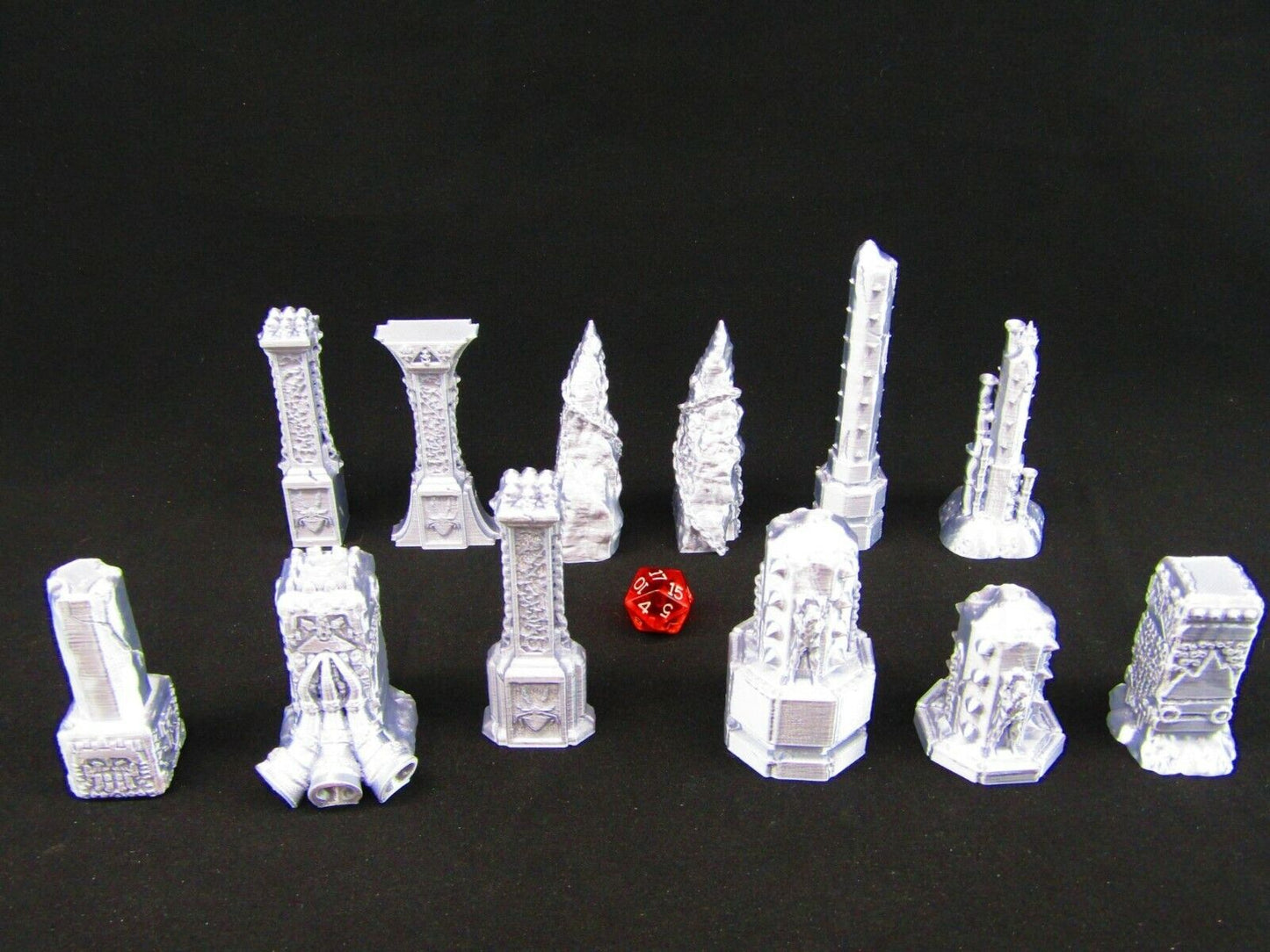12pc Various Dungeon Pillars Set Scatter Terrain Scenery 3D Printed Mini