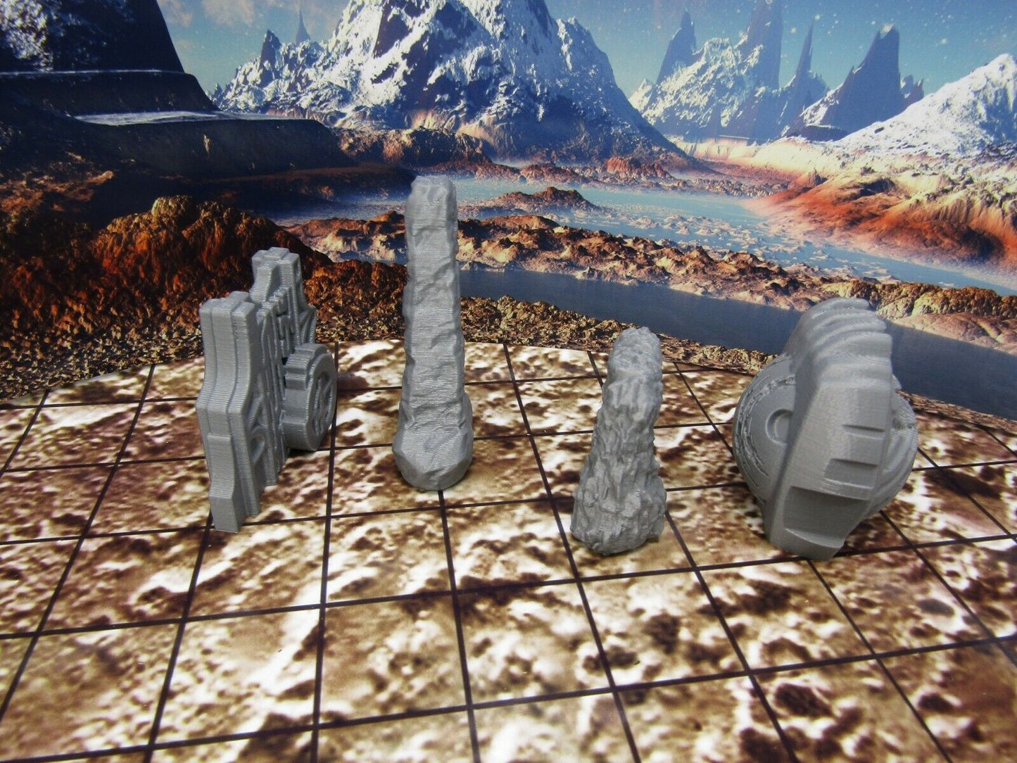 Runic Stone Relic Artifacts Scatter Terrain Scenery Miniature 3D Printed Model