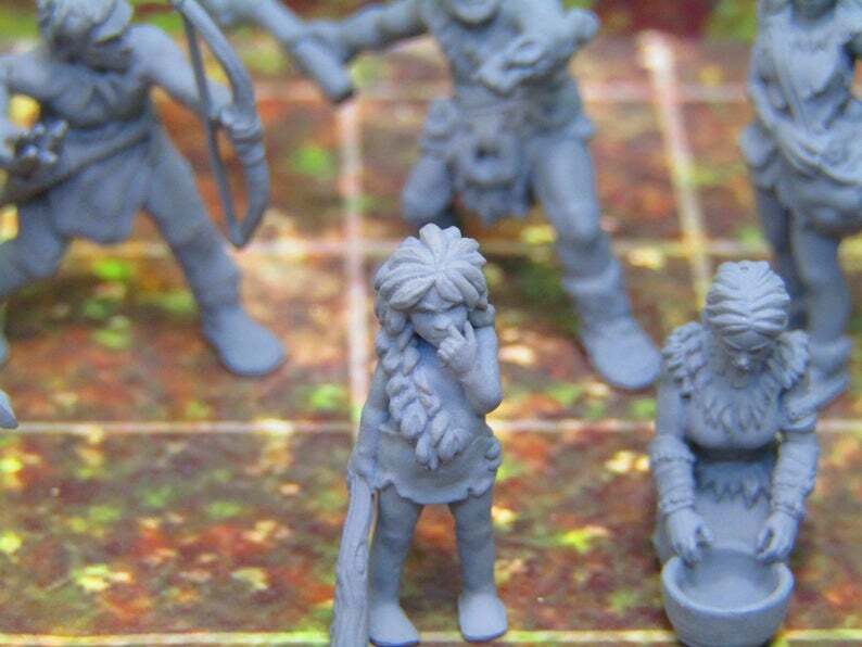 11pc Prehistoric Villager Tribe Set Mini Miniature 3D Printed Figure Model