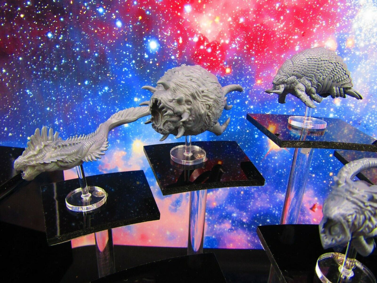 6pc Space Creatures Monsters Set Space War Gaming Set w/ Flight Stands & Rods