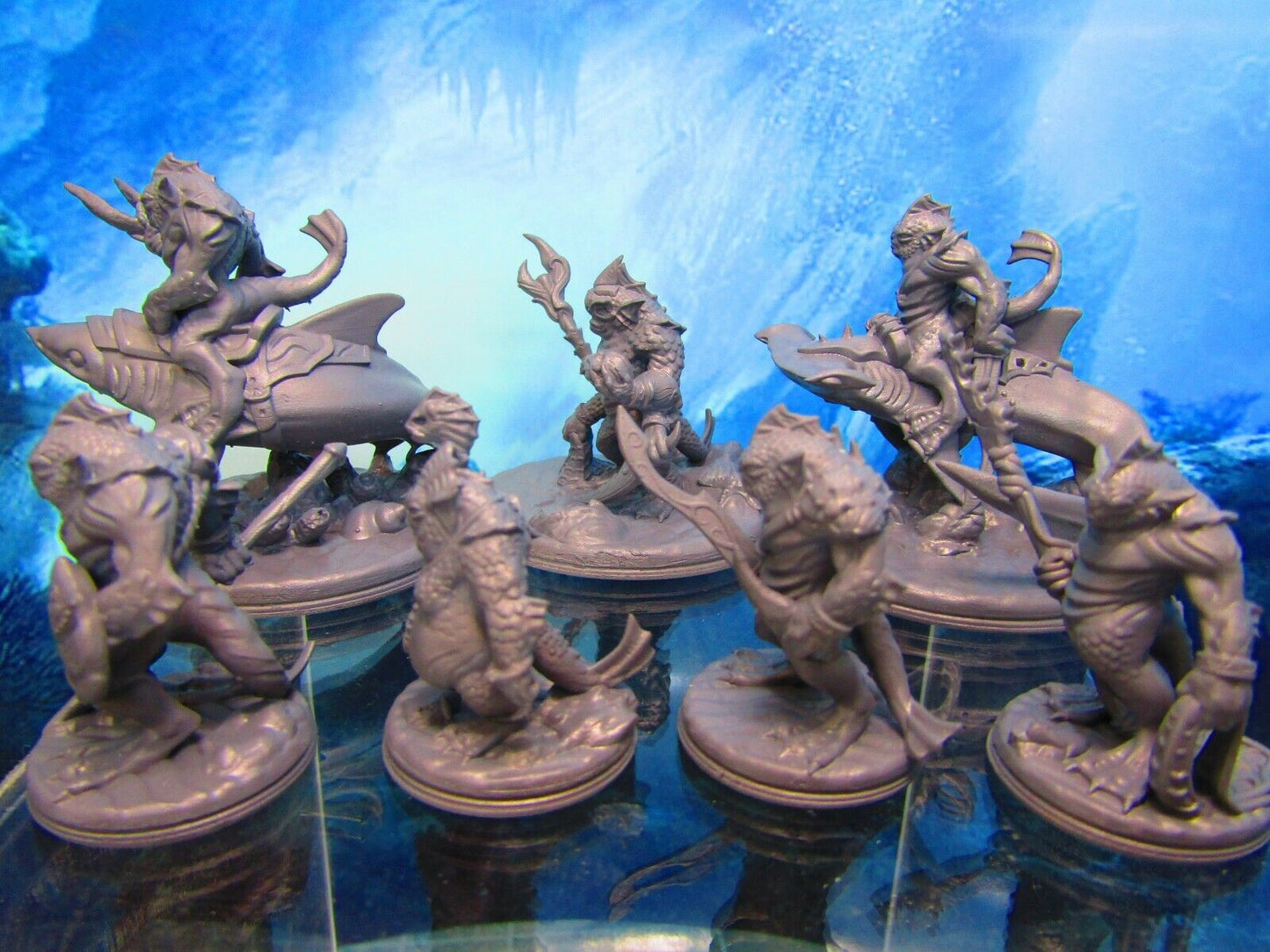 7pc Sea Devil Lot Mini Miniature Figure 3D Printed Model 28/32mm Scale Fantasy