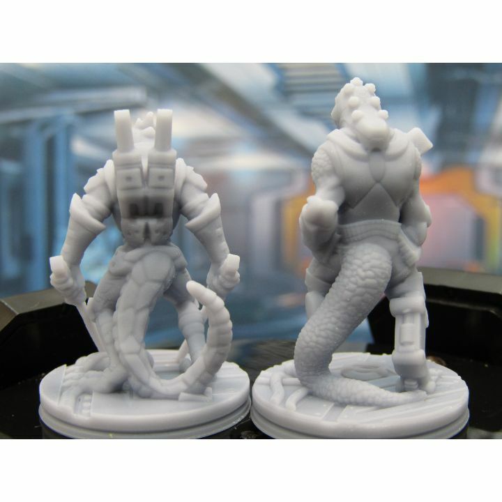 Reptilian Lizardman Pair Mini Miniature Scatter Terrain Scenery 3D Printed Model