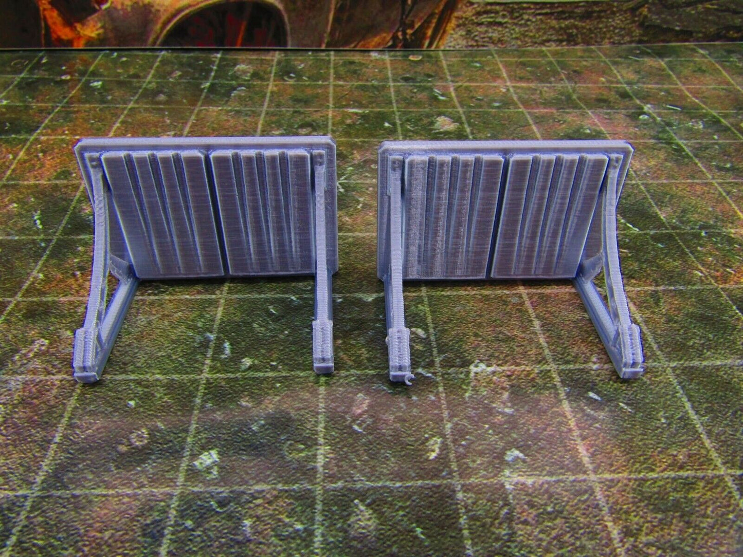 2pc Metal Barrier / Shield Wide Scatter Terrain Scenery Wasteland Apocalypse