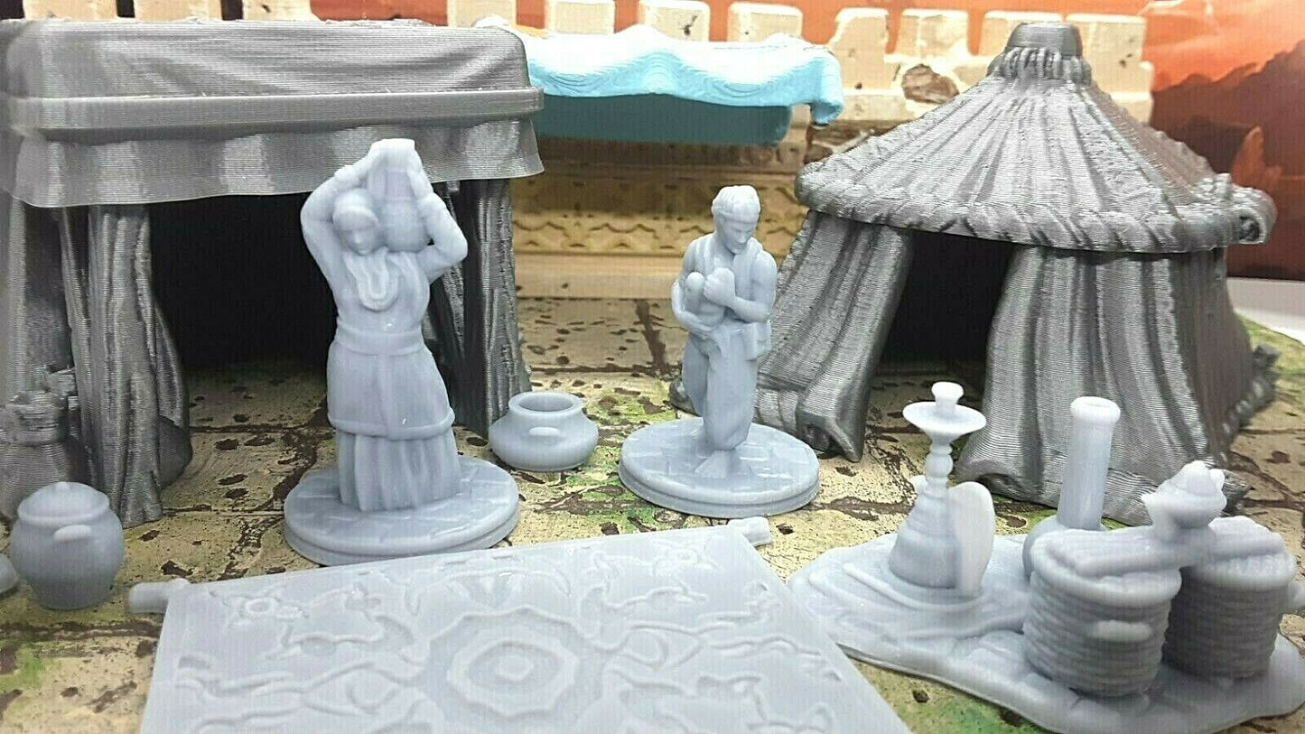 15 Piece Market Bazaar Set Scatter Terrain Tabletop Scenery Dungeons & Dragons