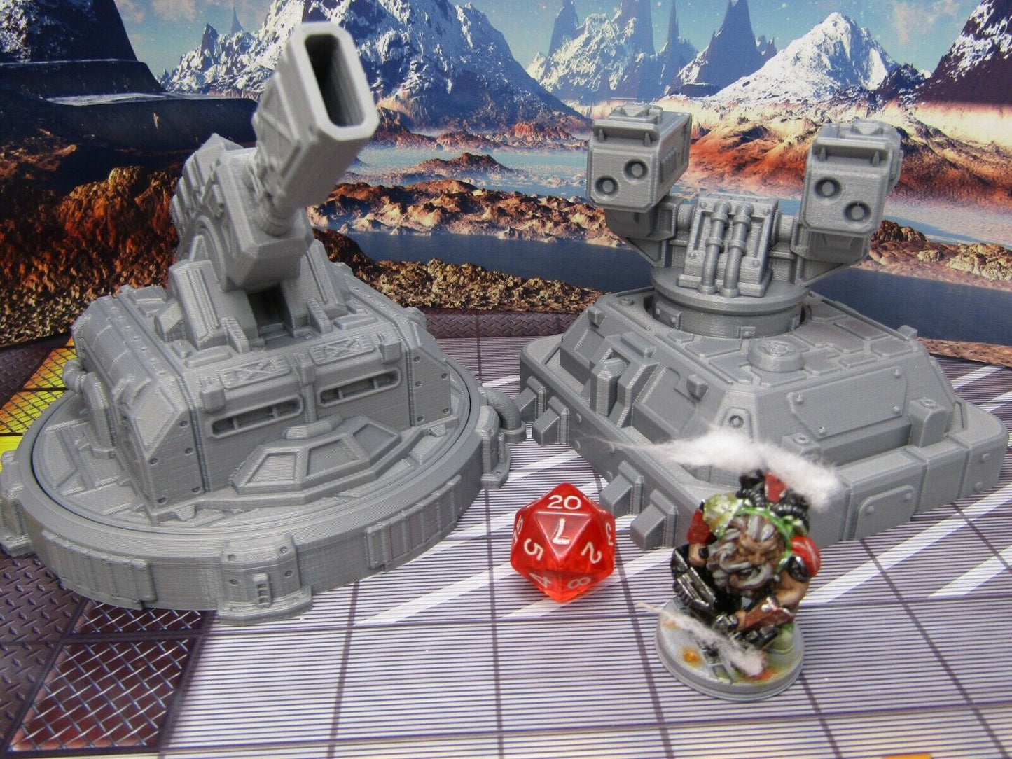 Large Gun & Missile Turrets Scatter Terrain Scenery Miniature 3D Printed Model