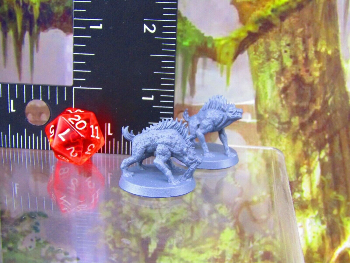 Hyenas Pair Pet Companions Familiars Mini Miniatures 3D Printed Resin Model