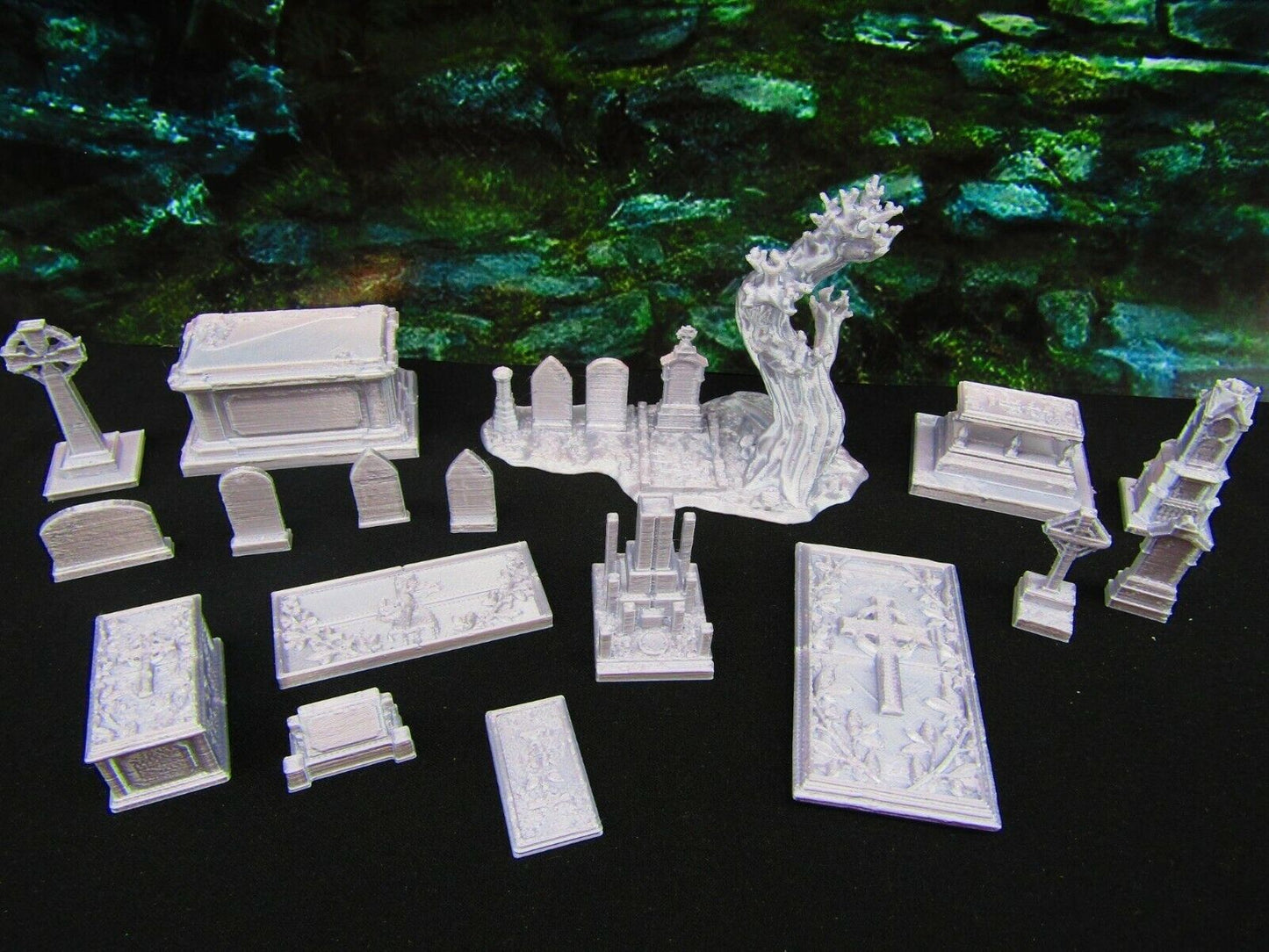 17pc Gravestone Tombstone Set Graveyard / Cemetery Scatter Terrain Scenery