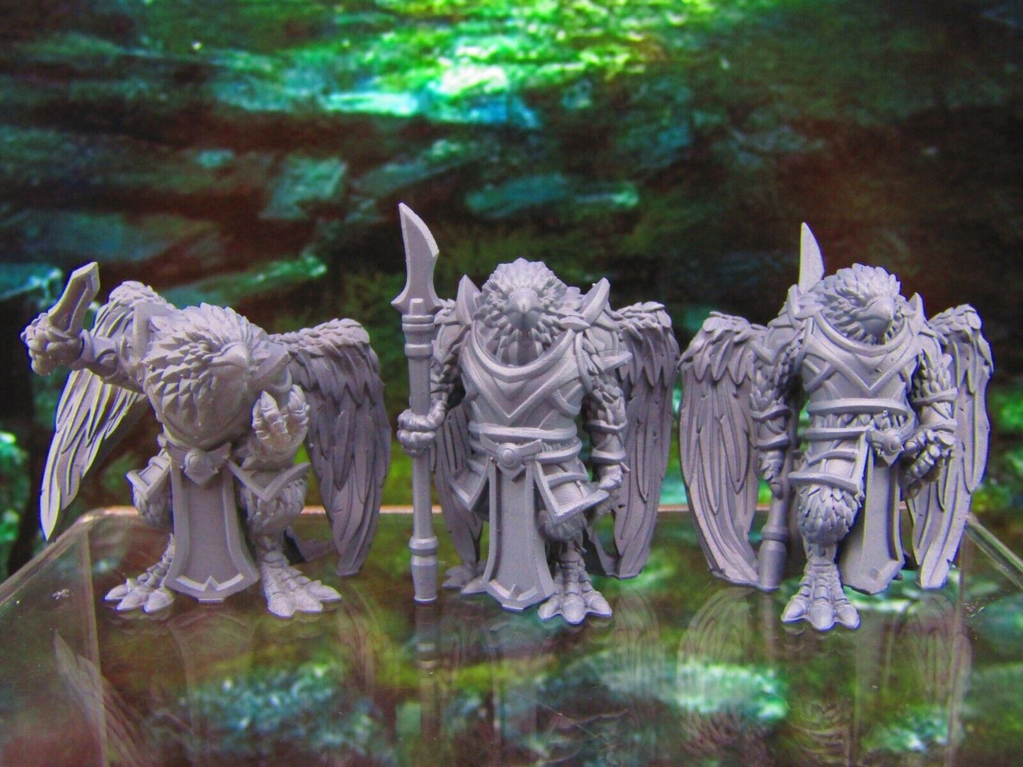 3pc Aarakocra Birdmen Warriors Mini Miniatures 3D Printed Model 28/32mm Scale