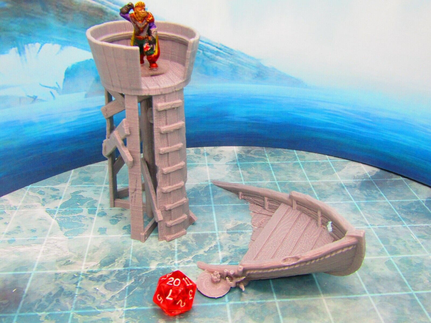 Sunken Boat w/ Crow's Nest Watchtower Scatter Terrain Scenery