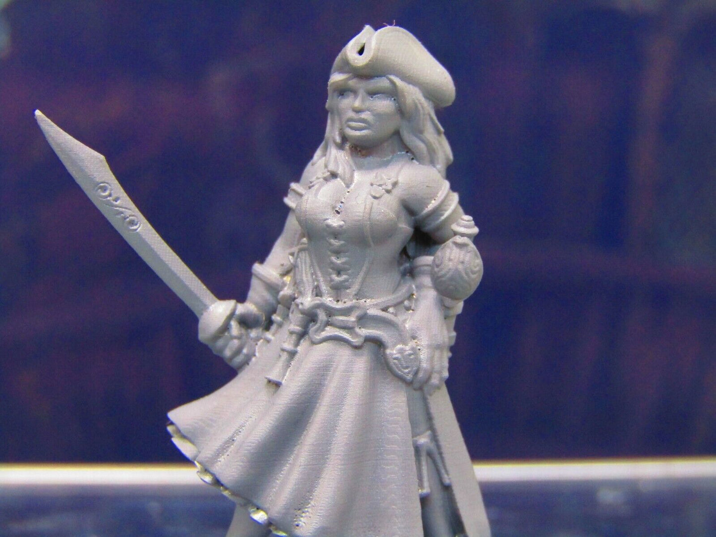 Human Pirate Female Captain Mini Miniature Figure 3D Printed Model 28/32mm Scale