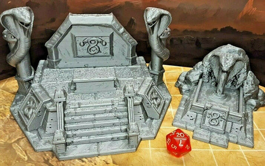2 Piece Snake Head Fountain & Serpent Altar Set Scatter Terrain Scenery