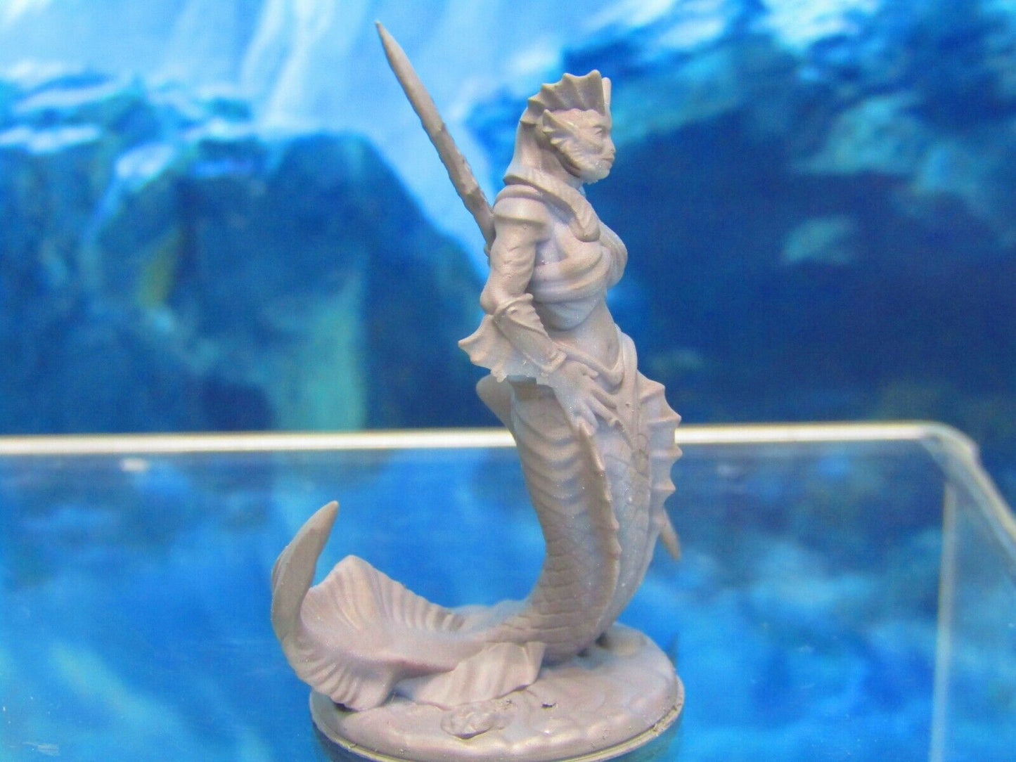 Merfolk Mermaid Female With Spear Mini Miniature Figure 3D Printed Model 28/32mm
