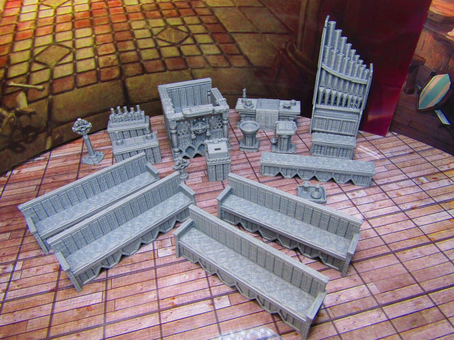 15pc Church Monastery Cathedral Set Scatter Terrain Scenery Tabletop Gaming