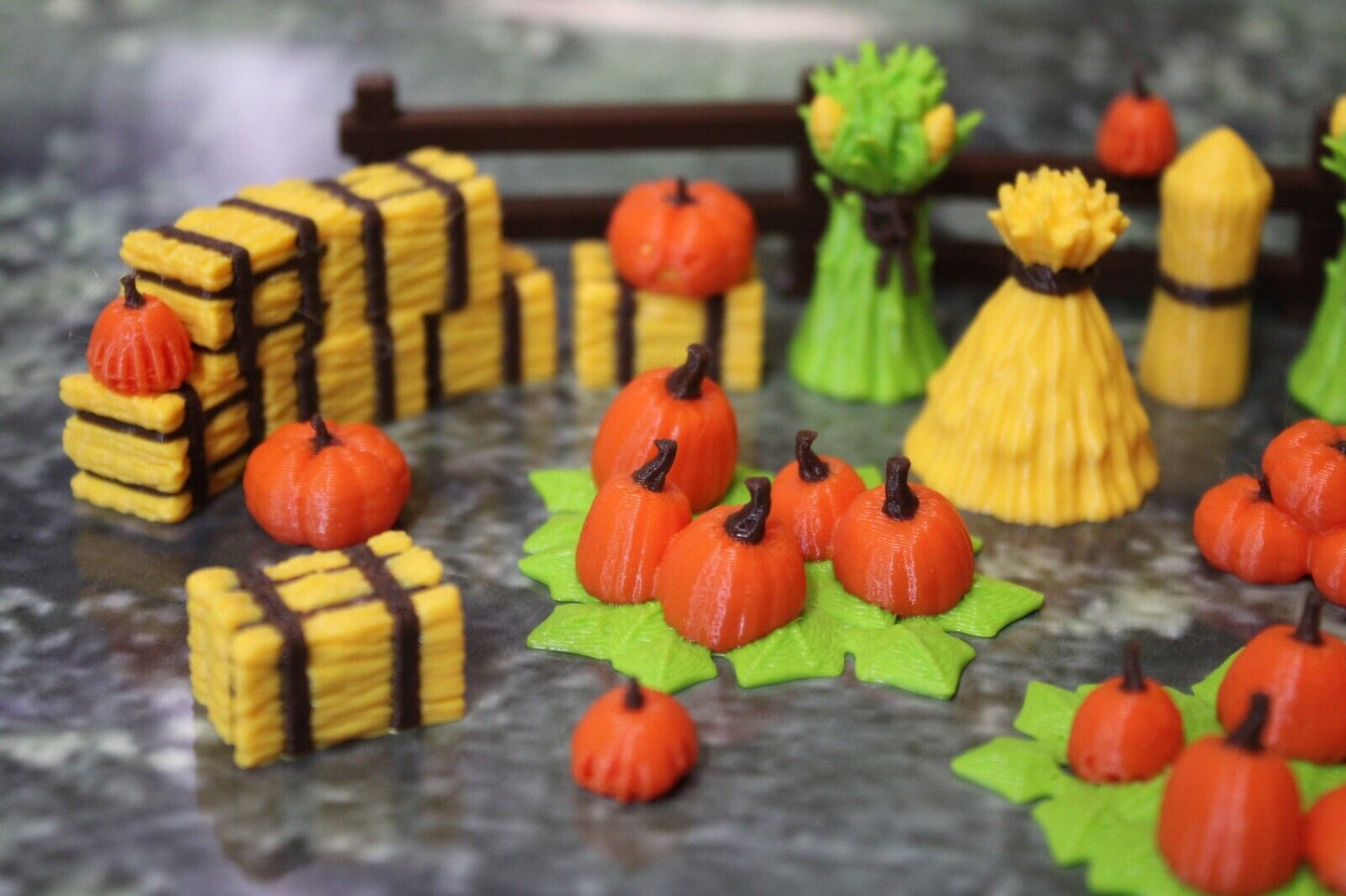 24pc Color Fall Pumpkin Farm Haystacks Autumn Set Decoration Mini Miniature