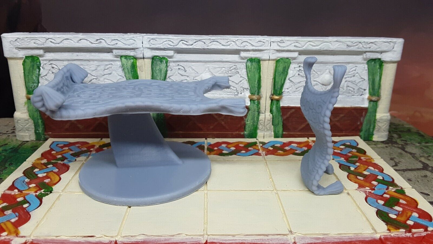 2 Piece Flying Carpet Rug Set Mini Miniature Figure D&D 3D Printed Resin