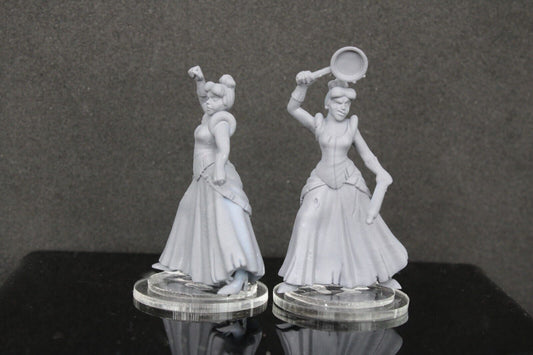 2pc Cinderella W/WO Weapon Mini Miniature RPG Tabletop Gaming Wargaming D&D