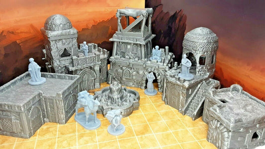 23 Piece Desert Village Set W/ Buildings and Villagers Minis Scenery Terrain D&D