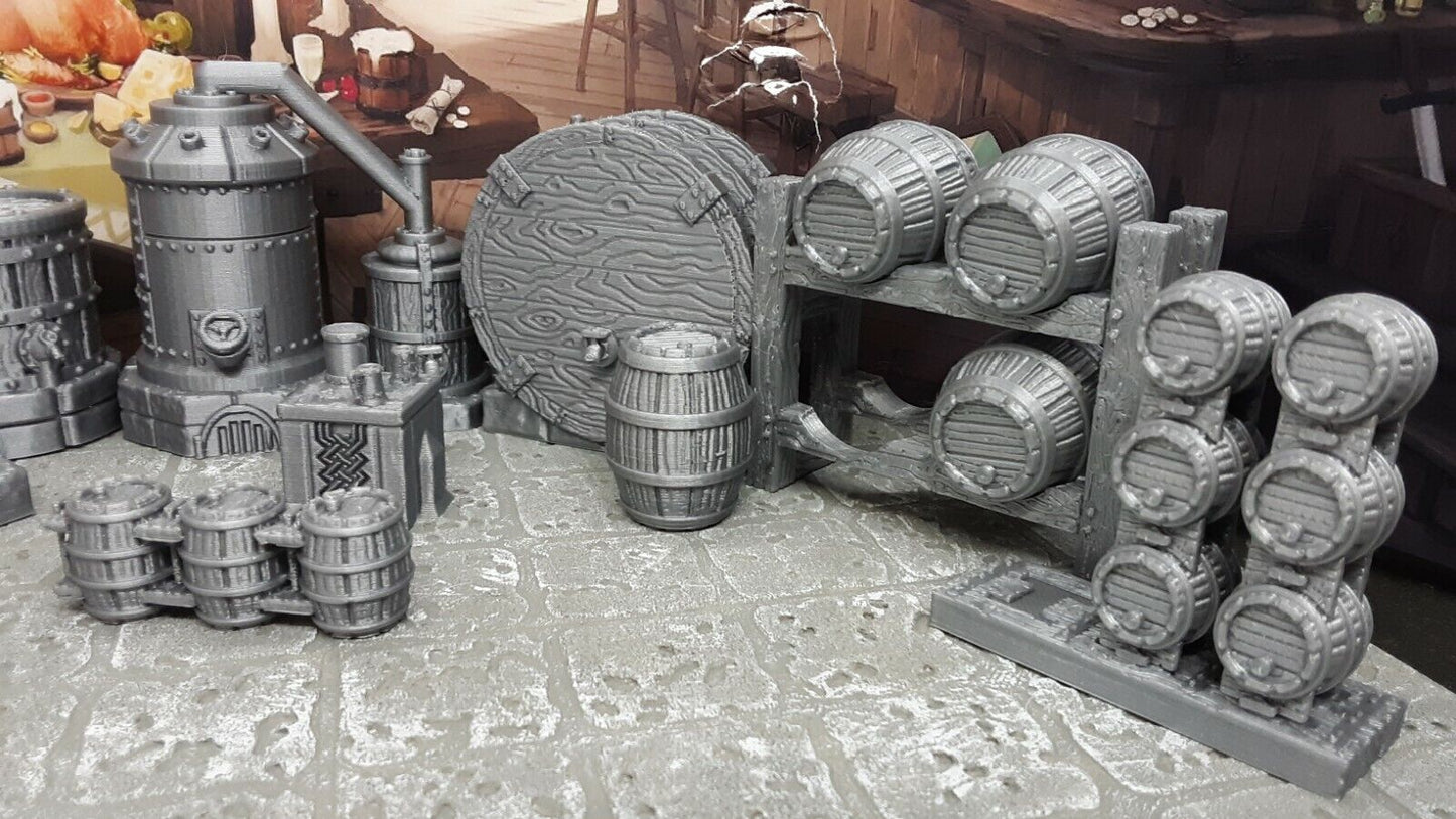 15 Piece Dwarven Ale Works 28mm Scale Model Dungeons & Dragons Scatter Terrain