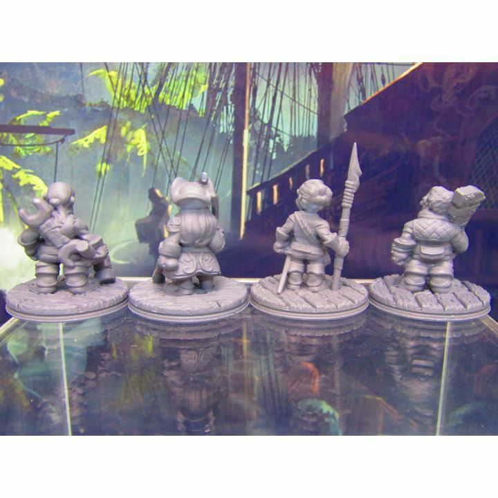 4pc Gnome Crew Mini Miniature Figure 3D Printed Model 28/32mm Scale Fantasy RPG