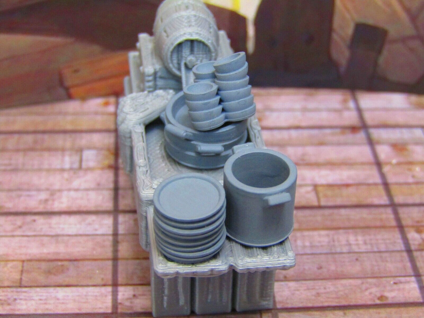 5pc Inn Tavern Restaurant Kitchen Sink & Dishes Set Scenery Scatter Terrain