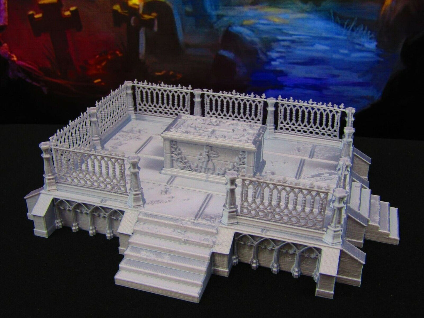 Raised Fenced in Tomb for Graveyard / Cemetery Scatter Terrain Scenery Tabletop