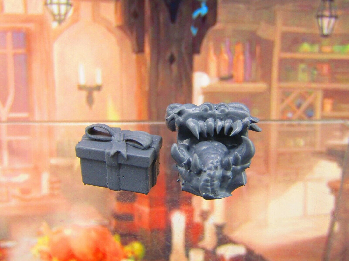 2pc Mimic Loot Monster Gift Pair Mini Miniature Figure 3D Printed Model 28/32mm