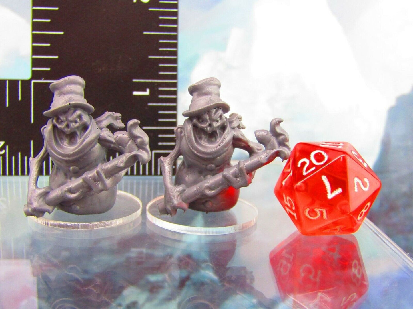 Evil Snowman Monster Pair Mini Miniature Figure 3D Printed Model 28/32mm Scale