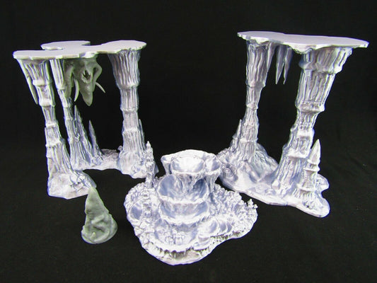 Wet Cavern Stalagmite Stalactite Set w/ Roper Monster Scatter Terrain Scenery 3D