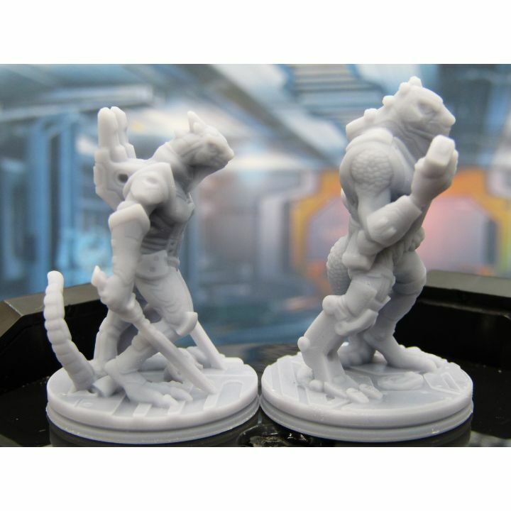 Reptilian Lizardman Pair Mini Miniature Scatter Terrain Scenery 3D Printed Model