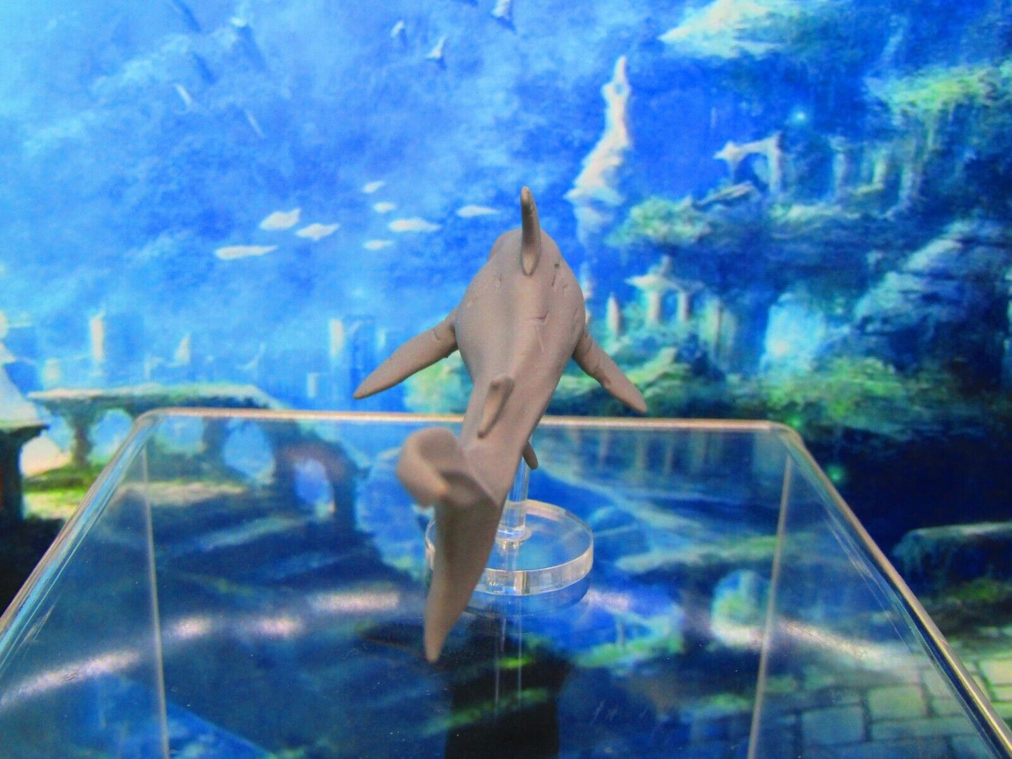 Scarred Battleworn Underwater Shark With Rod & Stand Mini Miniature 3D Printed