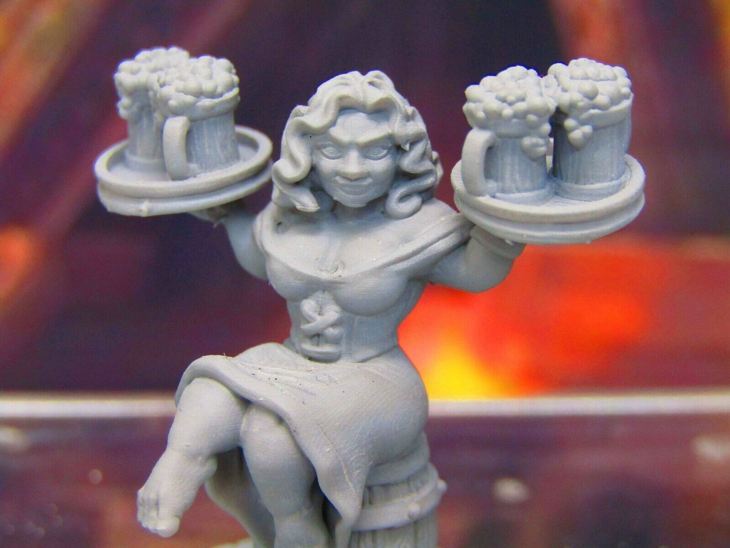 Dwarven Waitress Server Barkeep Barmaid Mini Miniatures 3D Printed Model 28/32mm