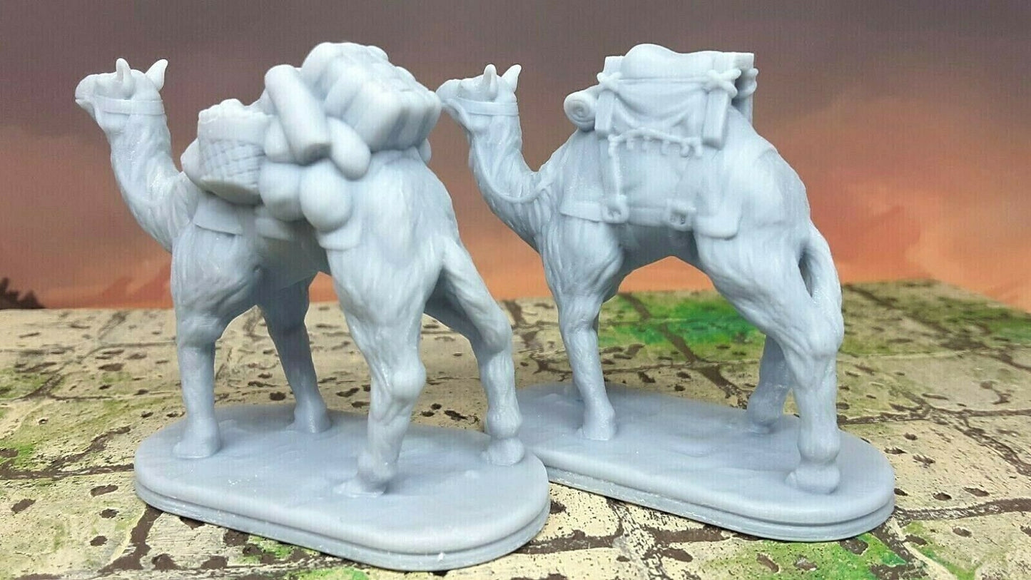 Pair of Camels Pack & Ride Mini Miniature 28mm Figure Dungeons & Dragons
