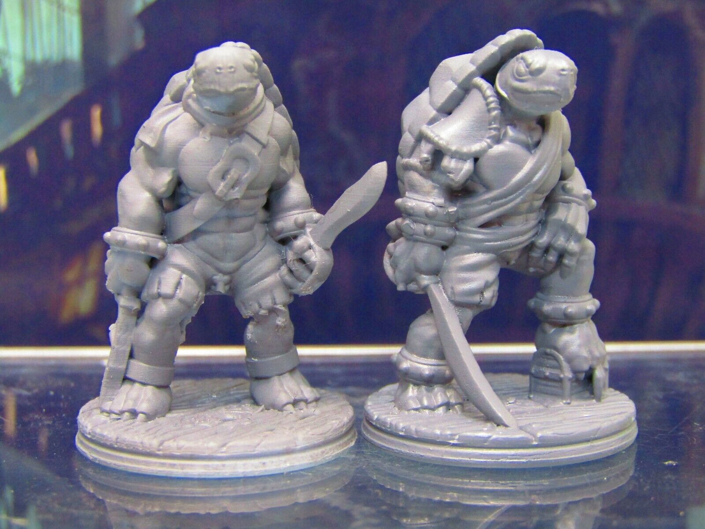 Tortle Pirate Pair Mini Miniature Figure 3D Printed Model 28/32mm Scale Fantasy