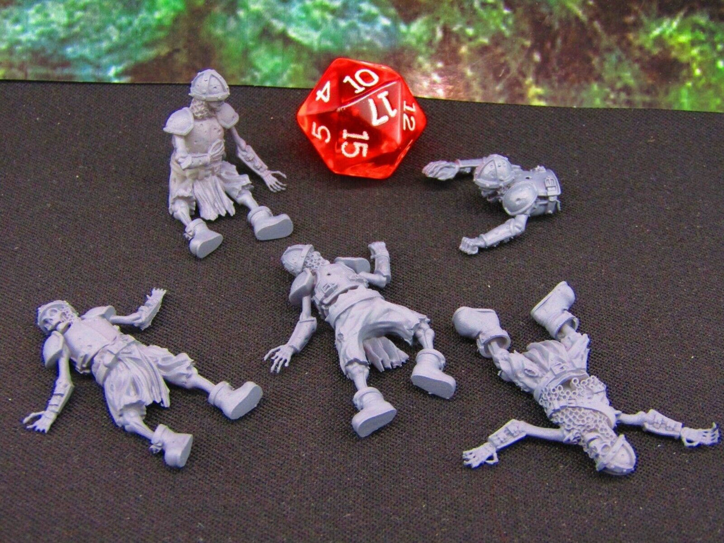 5pc Undead Skeletons Fallen Dead Warriors Soldiers Mini Miniatures 3D Printed