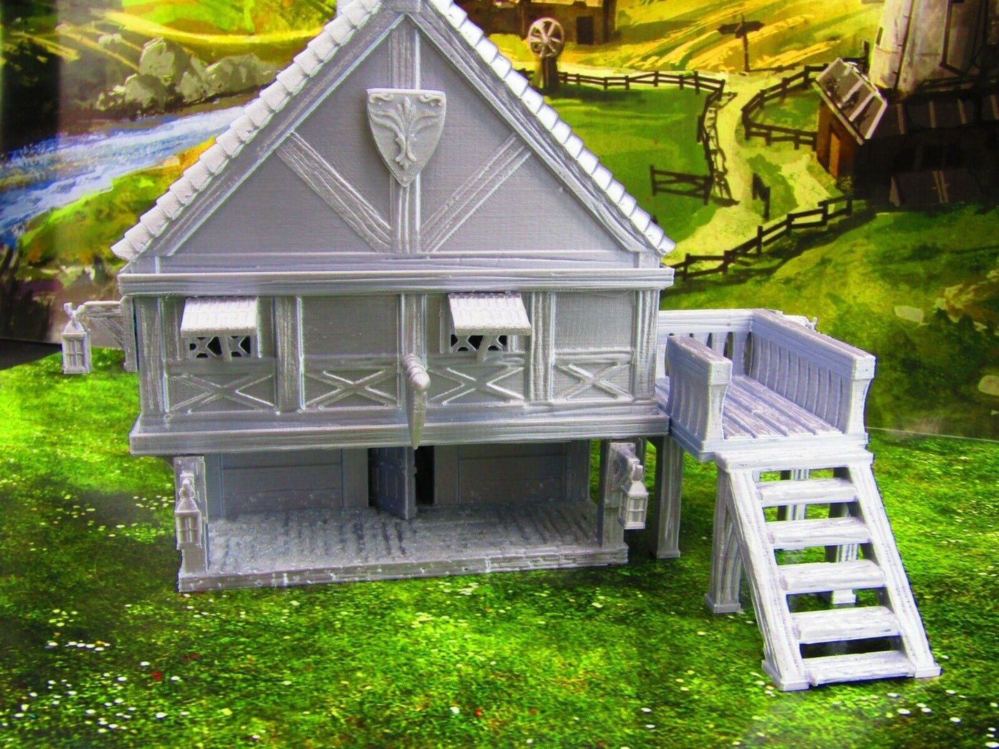 Two Story Tavern & Inn / House Scatter Terrain Scenery 3D Printed Model 28/32mm