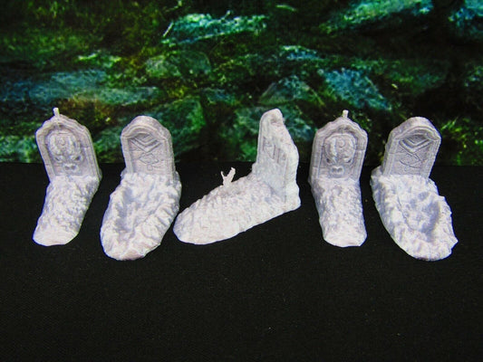 5pc Disturbed Graves Graveyard / Cemetery Scatter Terrain Scenery Tabletop