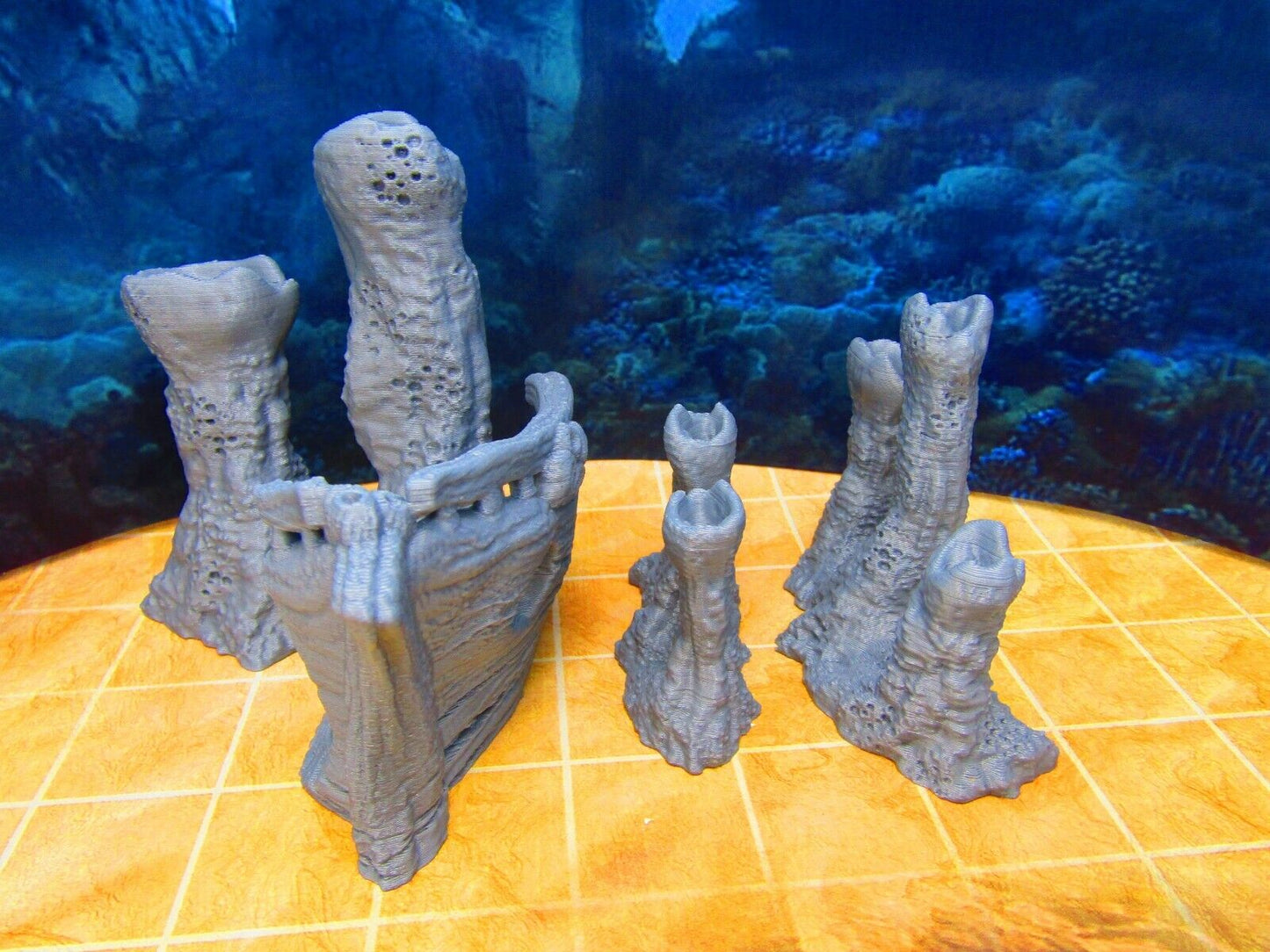 3pc Underwater Steam Vents + Shipwreck Scatter Terrain Scenery 3D Printed Model