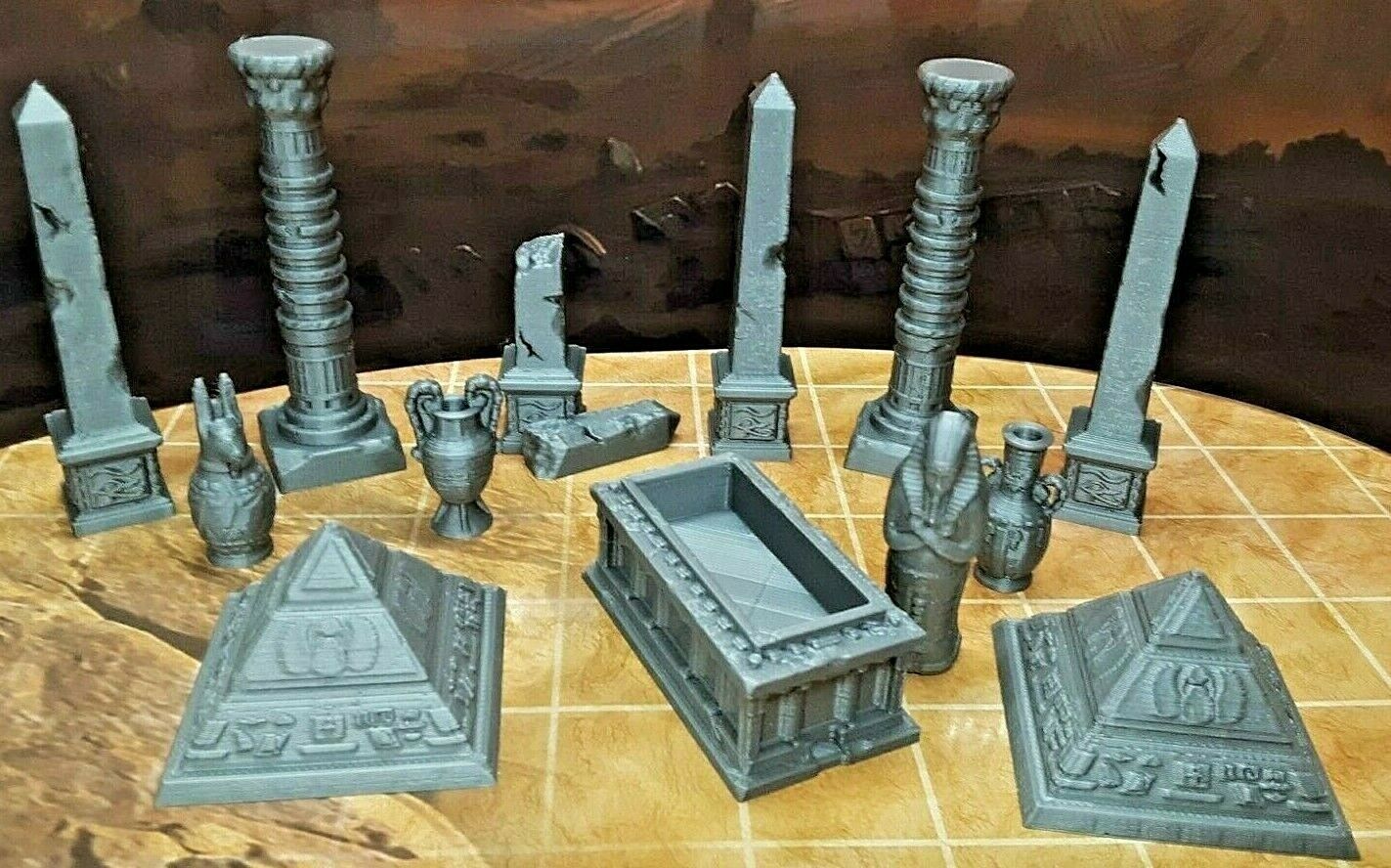 13 Piece Egyptian Tomb Decoration Set Mummy Pharaoh Scatter Terrain Scenery