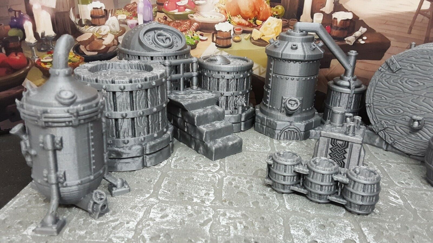 15 Piece Dwarven Ale Works 28mm Scale Model Dungeons & Dragons Scatter Terrain