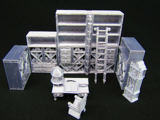10pc Small Study Book Shelves etc. Scatter Terrain Scenery 3D Printed Mini
