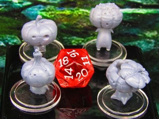 4pc Pumpkindama Jackolantern Pumpkin Set Mini Miniature Model Character Figure