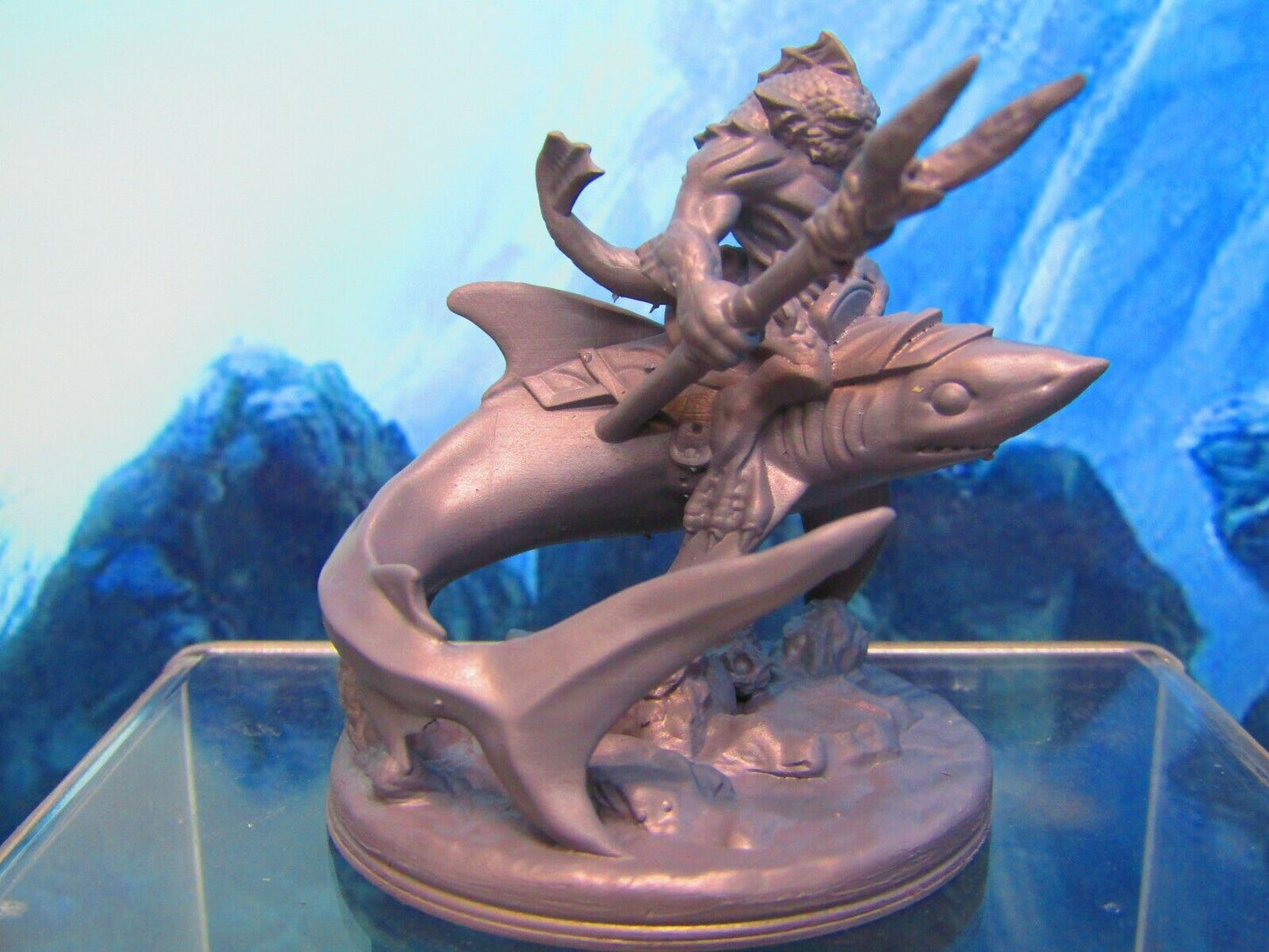 Sea Devil Rider on Shark Mount Mini Miniature Figure 3D Printed Model 28/32mm