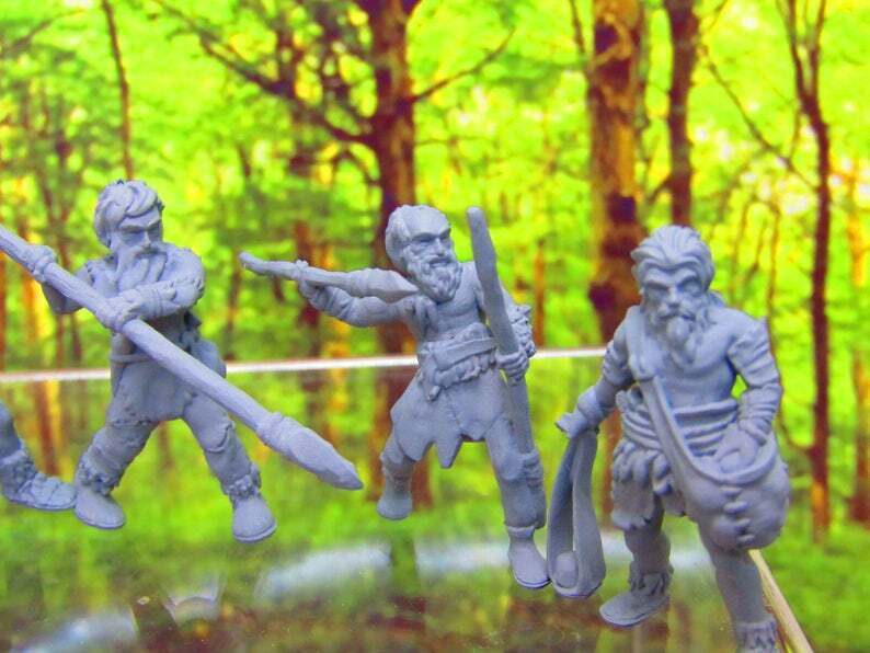 5p Prehistoric Villager Tribe Hunter Set Mini Miniature 3D Printed Figure Model