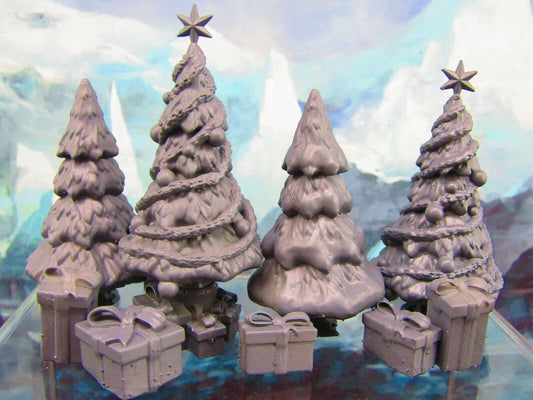 9pc Christmas Tree & Gifts Set Scatter Terrain Scenery Tabletop Gaming Mini