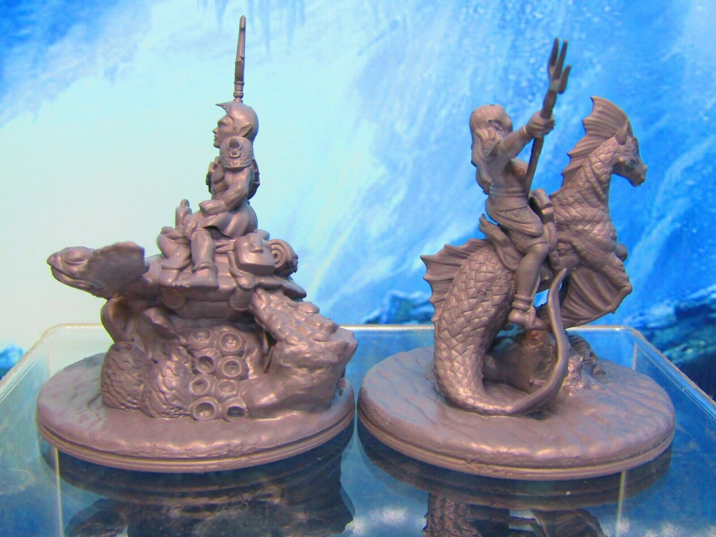 Sea Elf Rider Pair Mini Miniature Figure 3D Printed Model 28/32mm Scale Fantasy