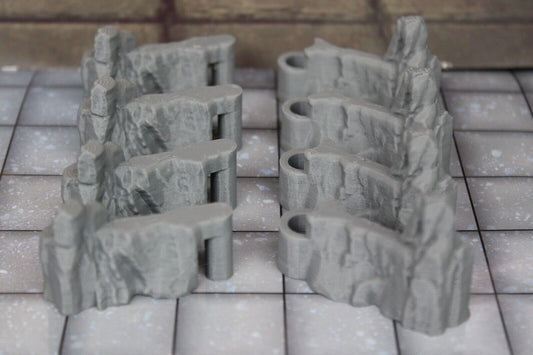 8pc Dry Cavern Dungeonsticks Stone Wall Ends Walls Map Tile Set Scenery D&D