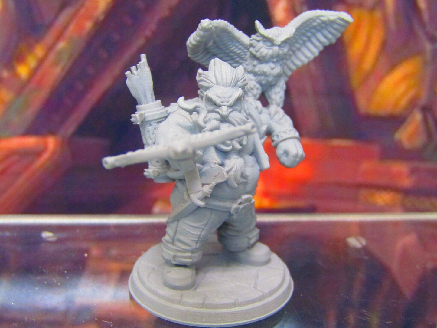 Dwarven Bowman Ranger w/ Owl Adventurer Mini Miniatures 3D Printed Model 28/32mm