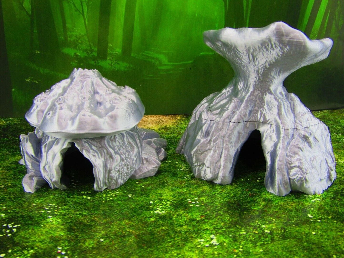 Pair of Mushroom Shroomie Myconid Houses Scatter Terrain Scenery Mini Miniature