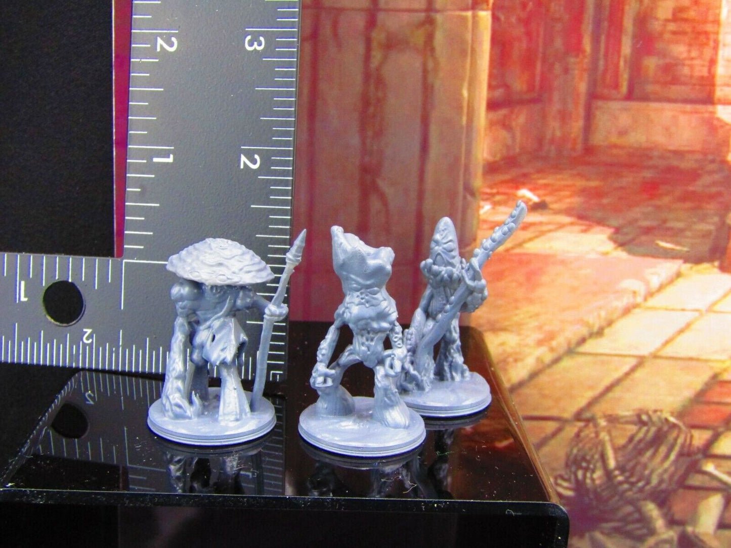 3pc Myconid Shroomie Mushroom Folk Set Mini Miniature Model Character Figure