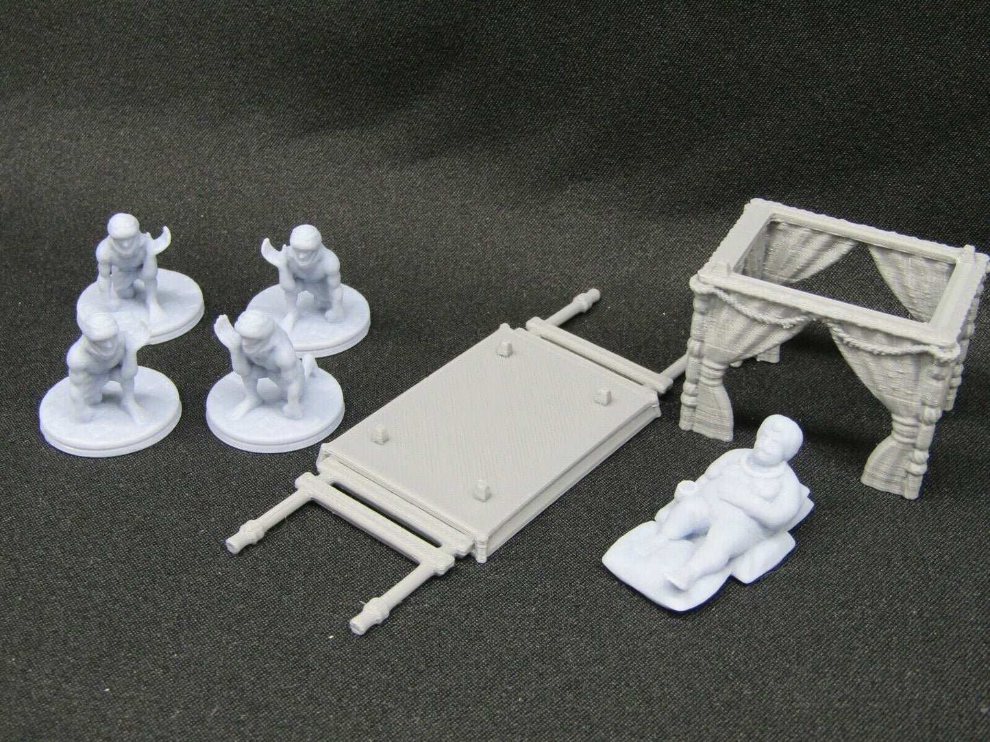 Sultan w/ Slaves and Palanquin Mini Miniature Figure Scenery Terrain 3D Printed